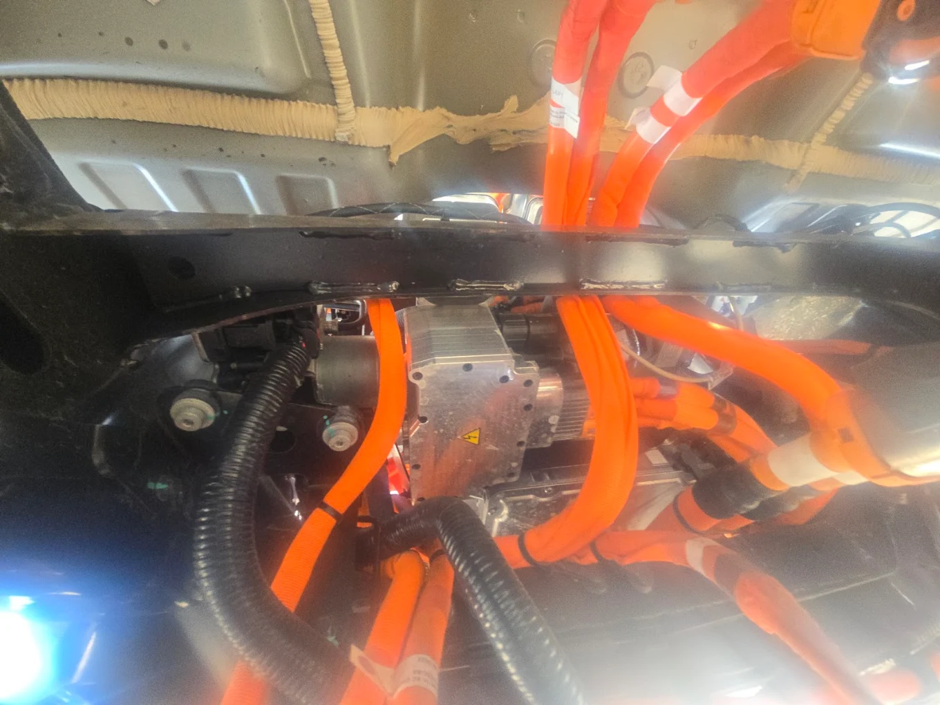 Electrical and high-voltage wiring inside a vehicle