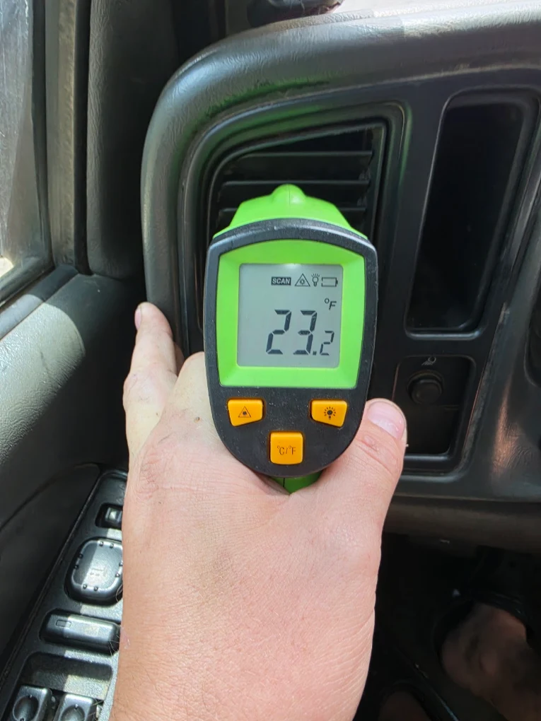 Temperature measurement taken inside a vehicle